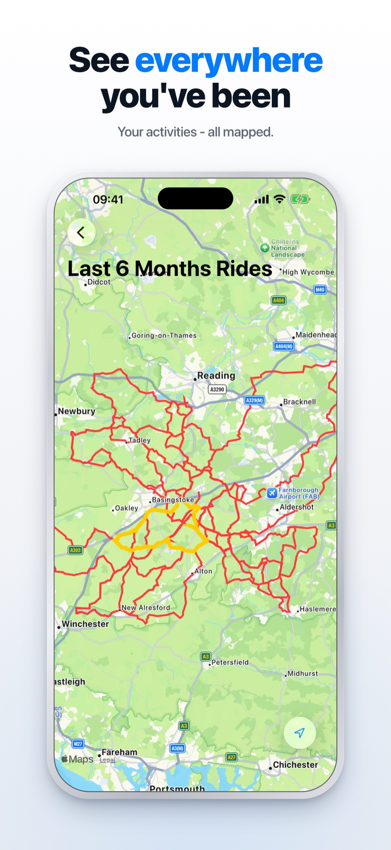 Map of six months of rides